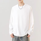 T-shirt épais en coton pour homme, manches longues et coupe ample