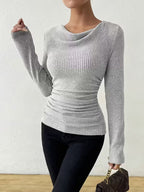 Pull ample en maille unie à manches longues pour femme