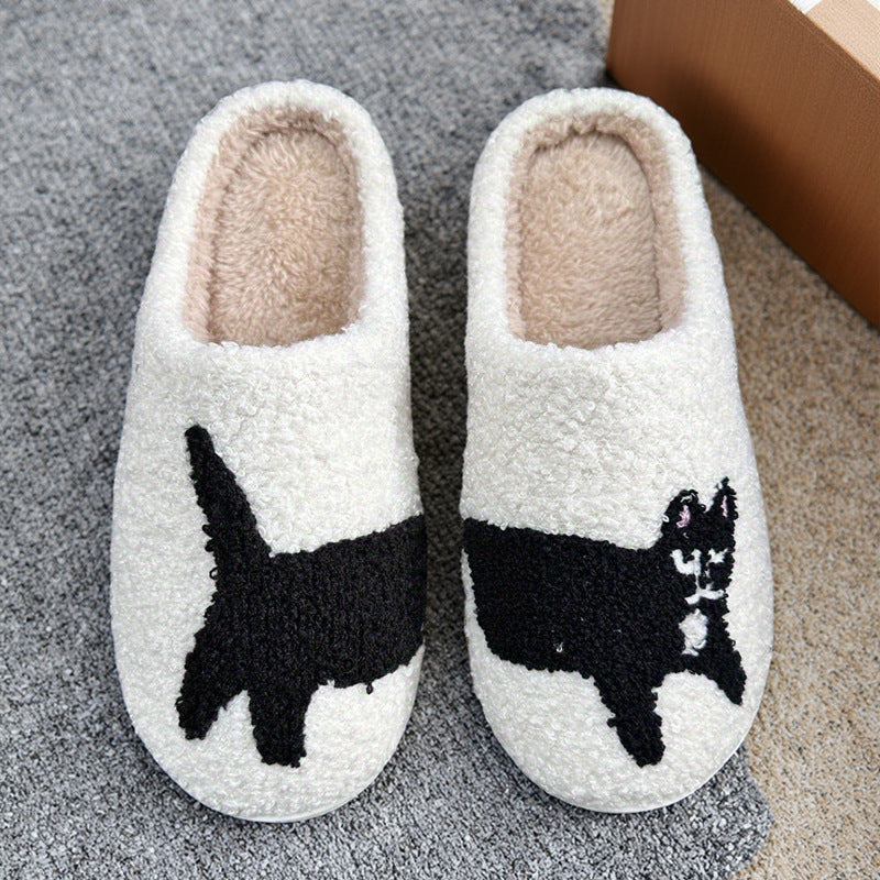Cross-Border Cartoon Dachshund Closed-Toe Cotton Slippers, Plush Home Slippers for Autumn and Winter, Lightweight Indoor Maternity Slippers