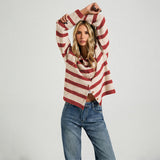 Sweater Knitted Cardigan Loose Striped Coat