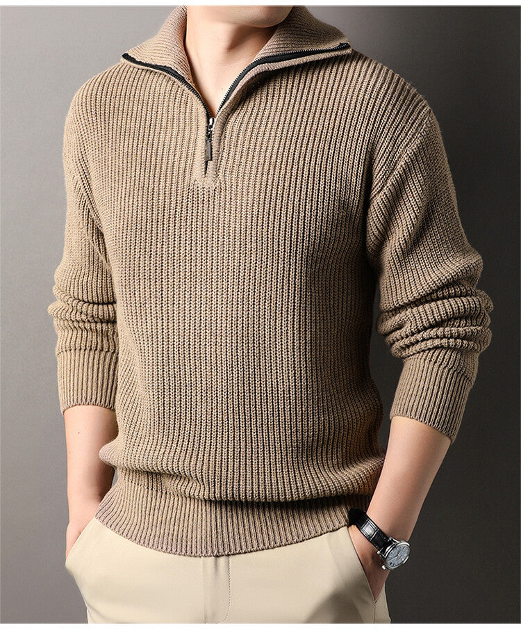 Pull en maille pour homme à col roulé et manches longues