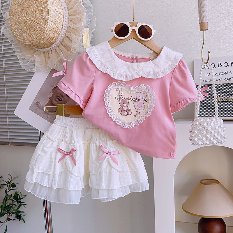 Conjunto de Verano para Niña con Mangas Abullonadas y Falda | Imagen 2 | My Store Plus