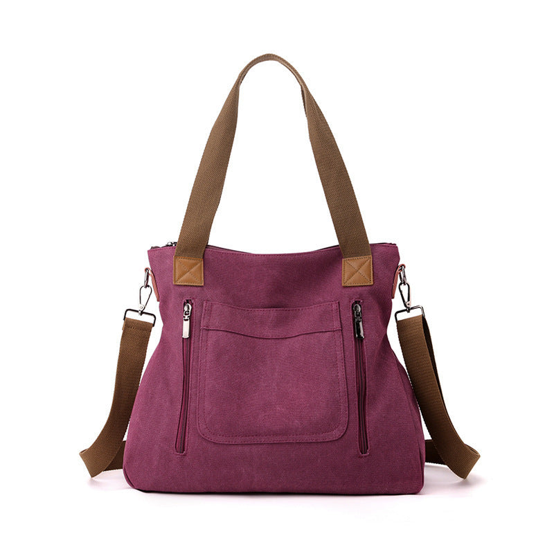 Bolso Tote de Lona para Mujer con Correa Ajustable y Cierre