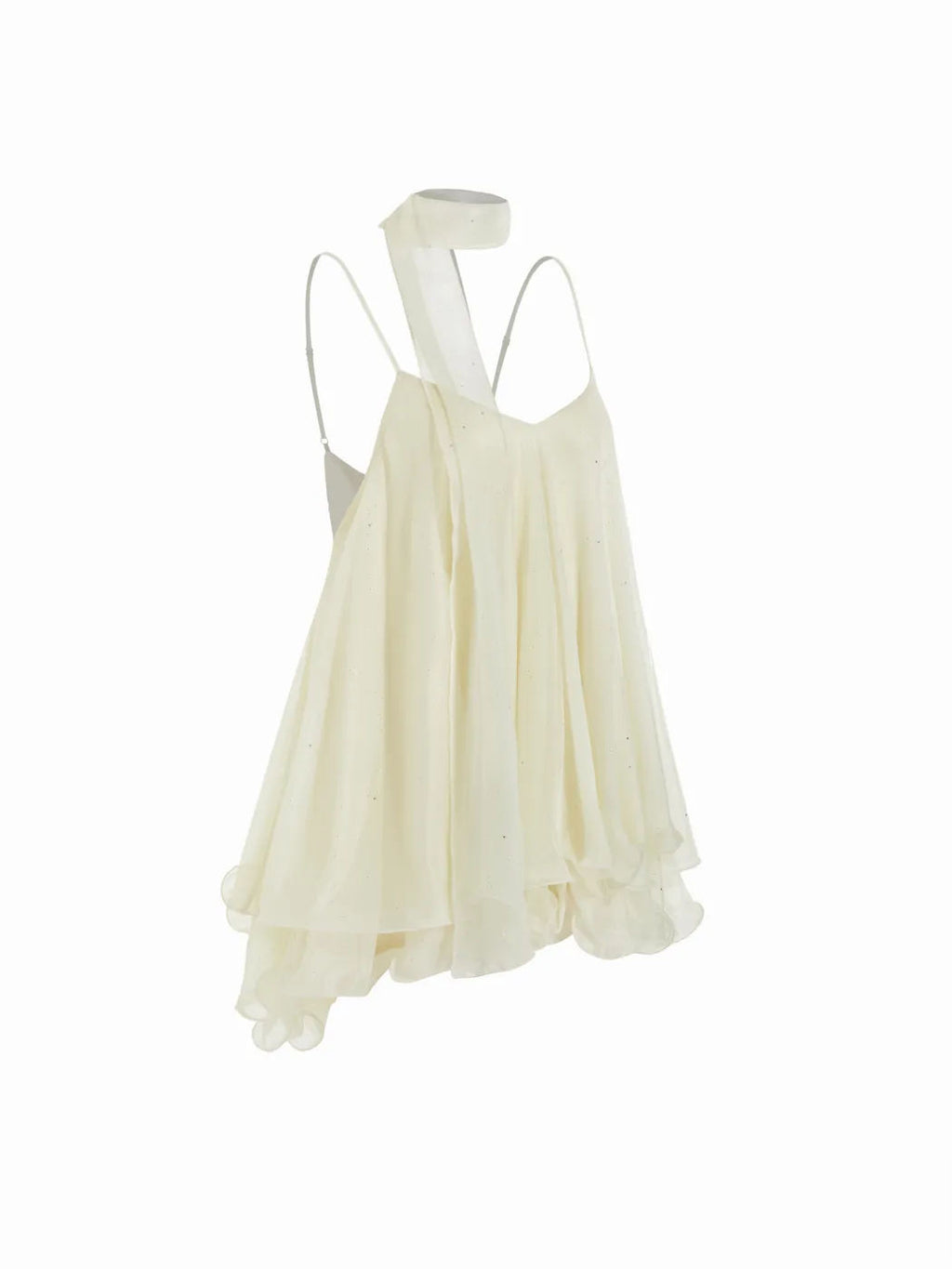 Sparkle Knit Halter Dress with Leaf Edge