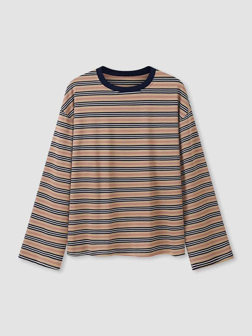 T-shirt rayé à manches longues et coupe ample pour femme