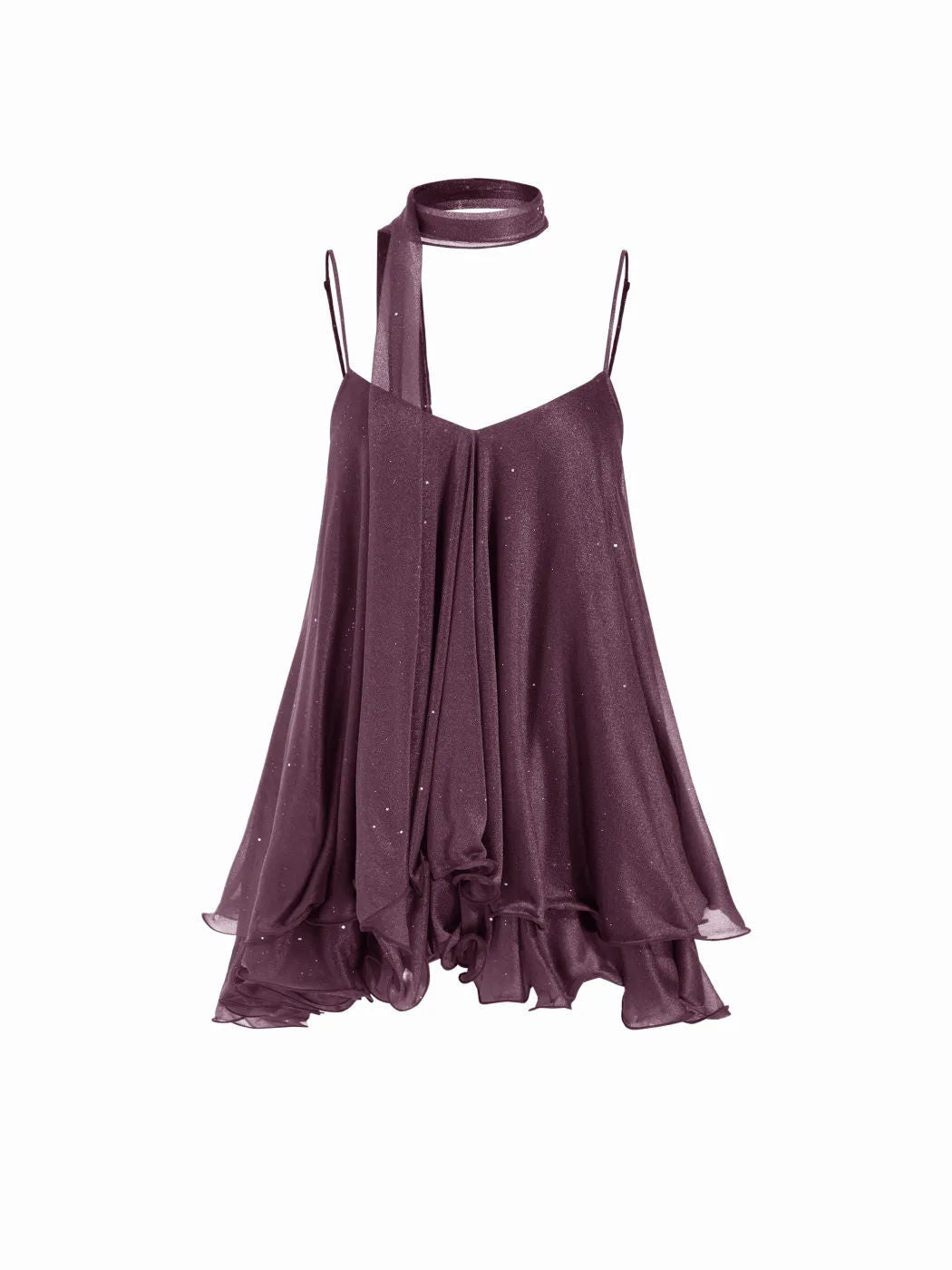 Sparkle Knit Halter Dress with Leaf Edge