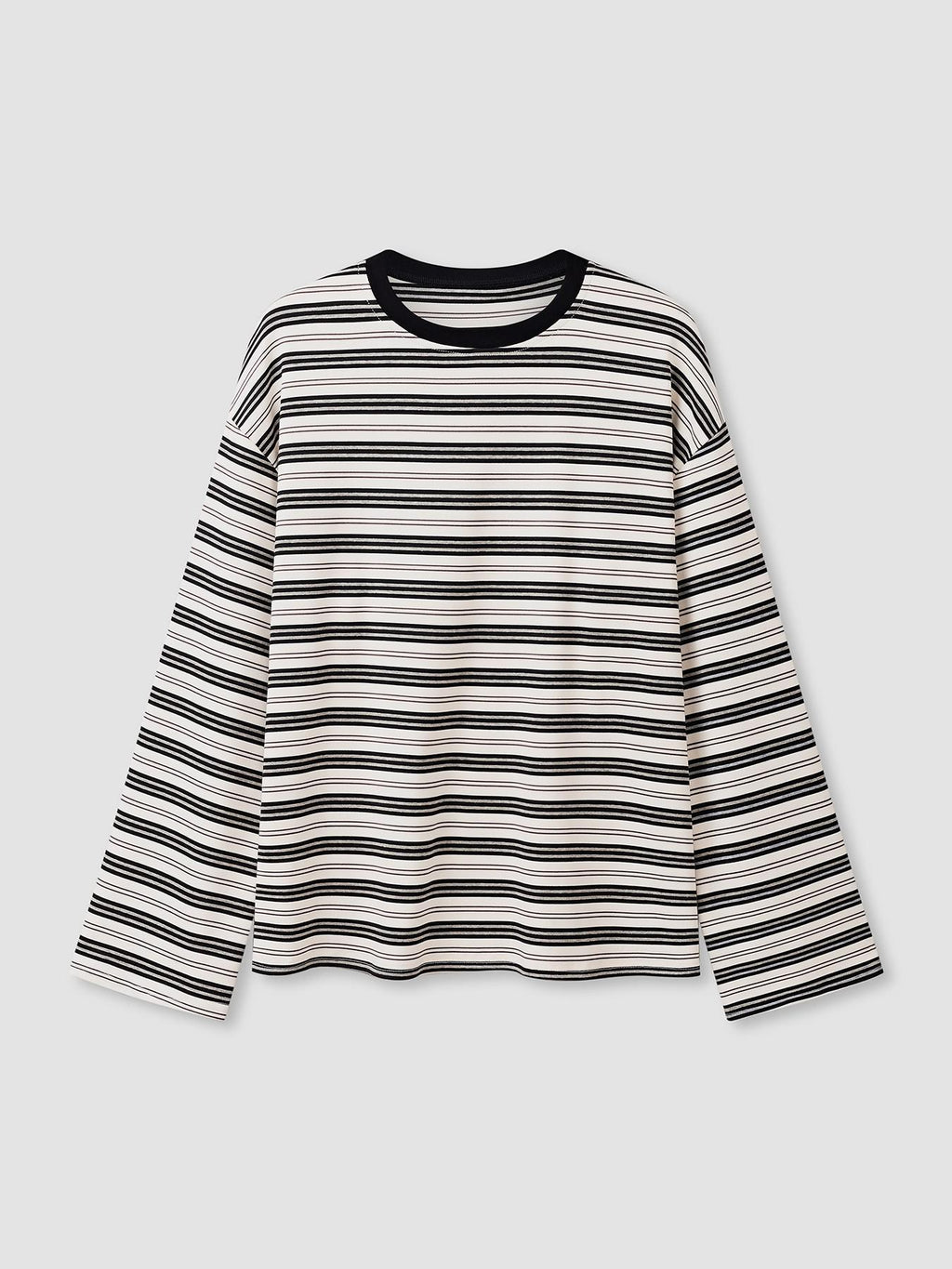 T-shirt rayé à manches longues et coupe ample pour femme