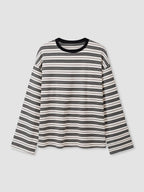 T-shirt rayé à manches longues et coupe ample pour femme