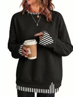 Sweat-shirt ample pour femme, à manches longues, doux et décontracté