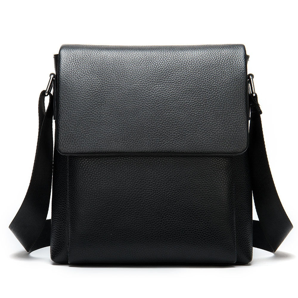 Cowhide Men's Shoulder Bag, Casual Cowhide Flap-Style Shoulder Bag for Men, Trendy and Versatile Commuter Crossbody Bag