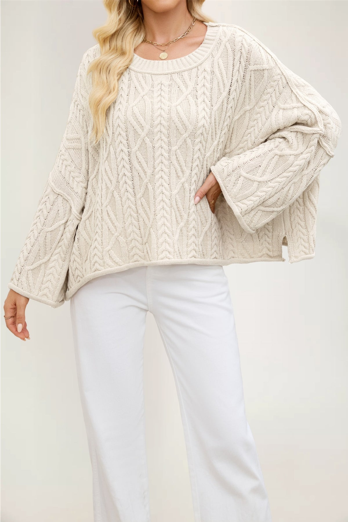 Womens Round Neck Knit Sweater